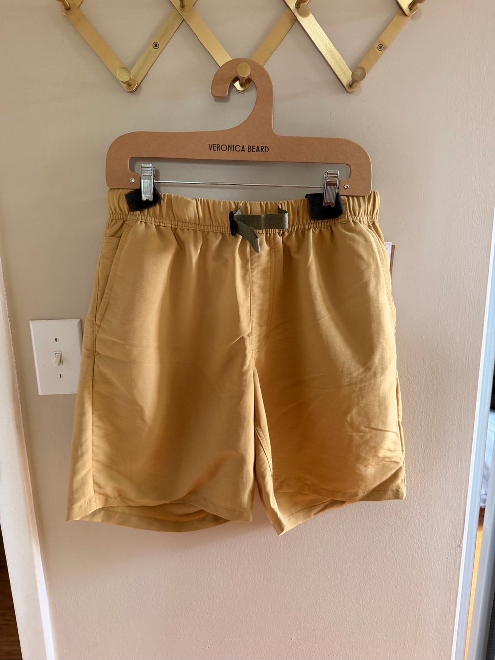 Vans Men's Mustard Yellow Athletic Shorts with Belted Drawstring